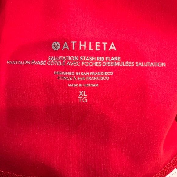 Athleta Salutation Stash Rib Flare Pants XL Red Pockets Yoga Studio Lounge comfy - Picture 9 of 9